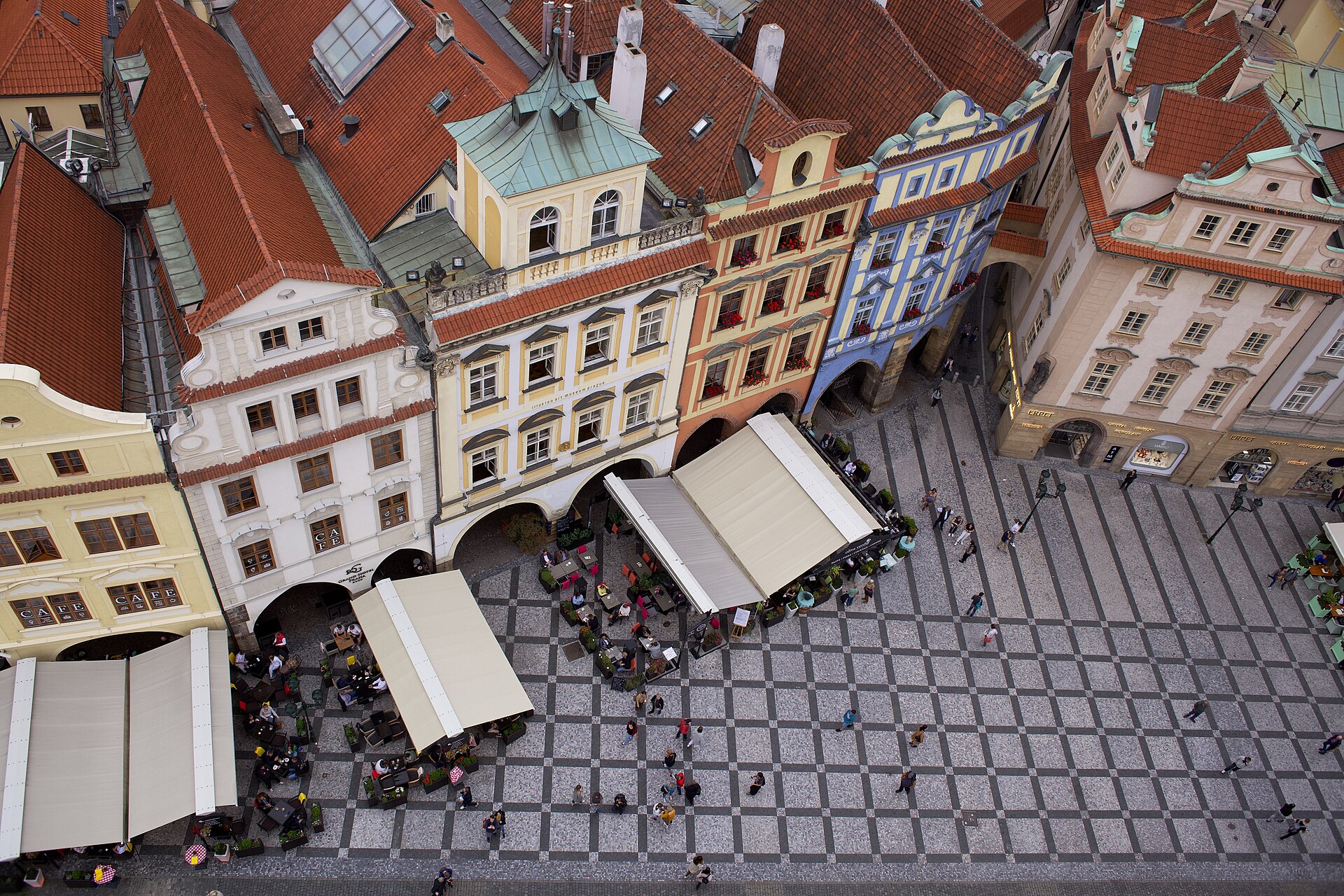 Prague rooftops seen from above