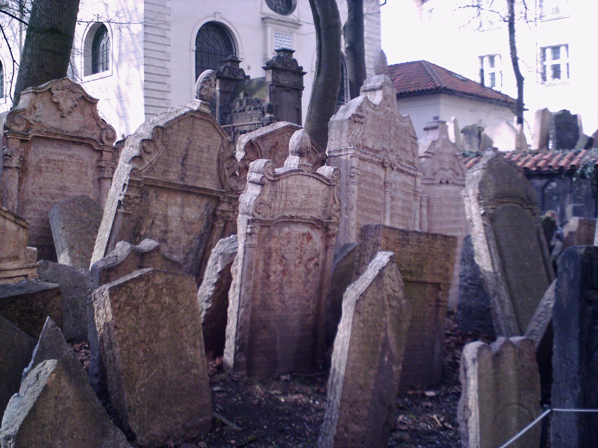 Leaning gravestones in the Old Jewish Cemetery