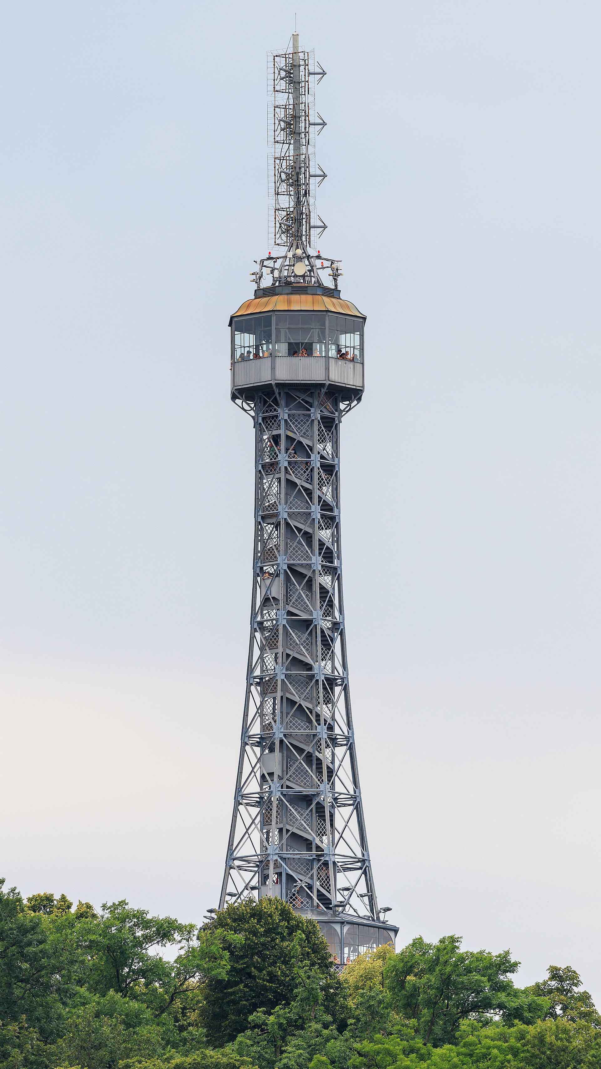 The Petrin lookout tower against the sky