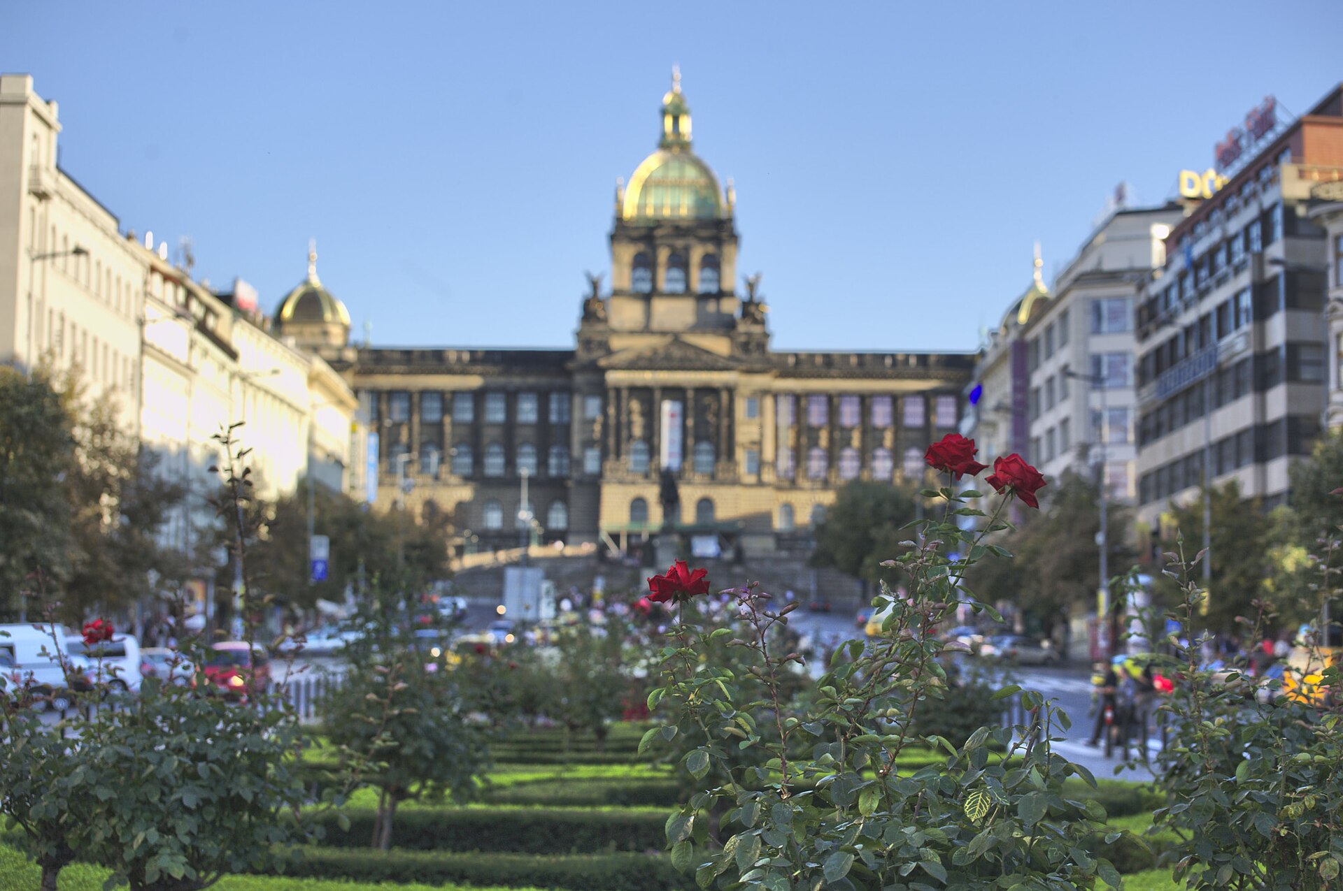 Wenceslas Square looking up to the National Museum
