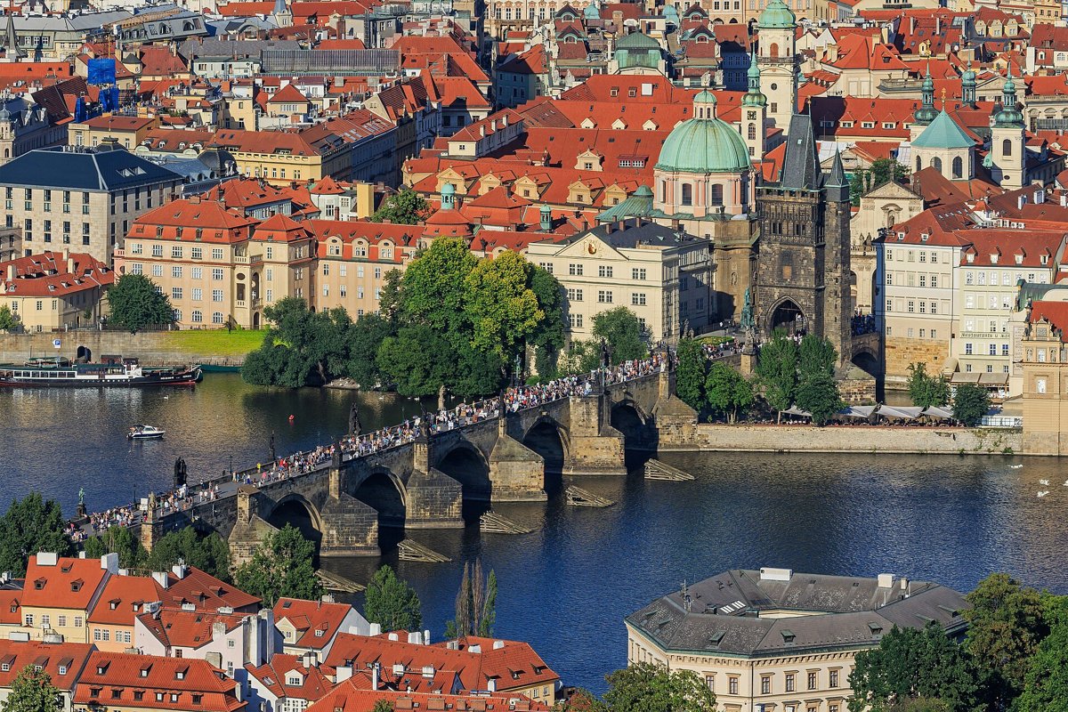 Charles Bridge over the Vltava seen from the Petřín tower