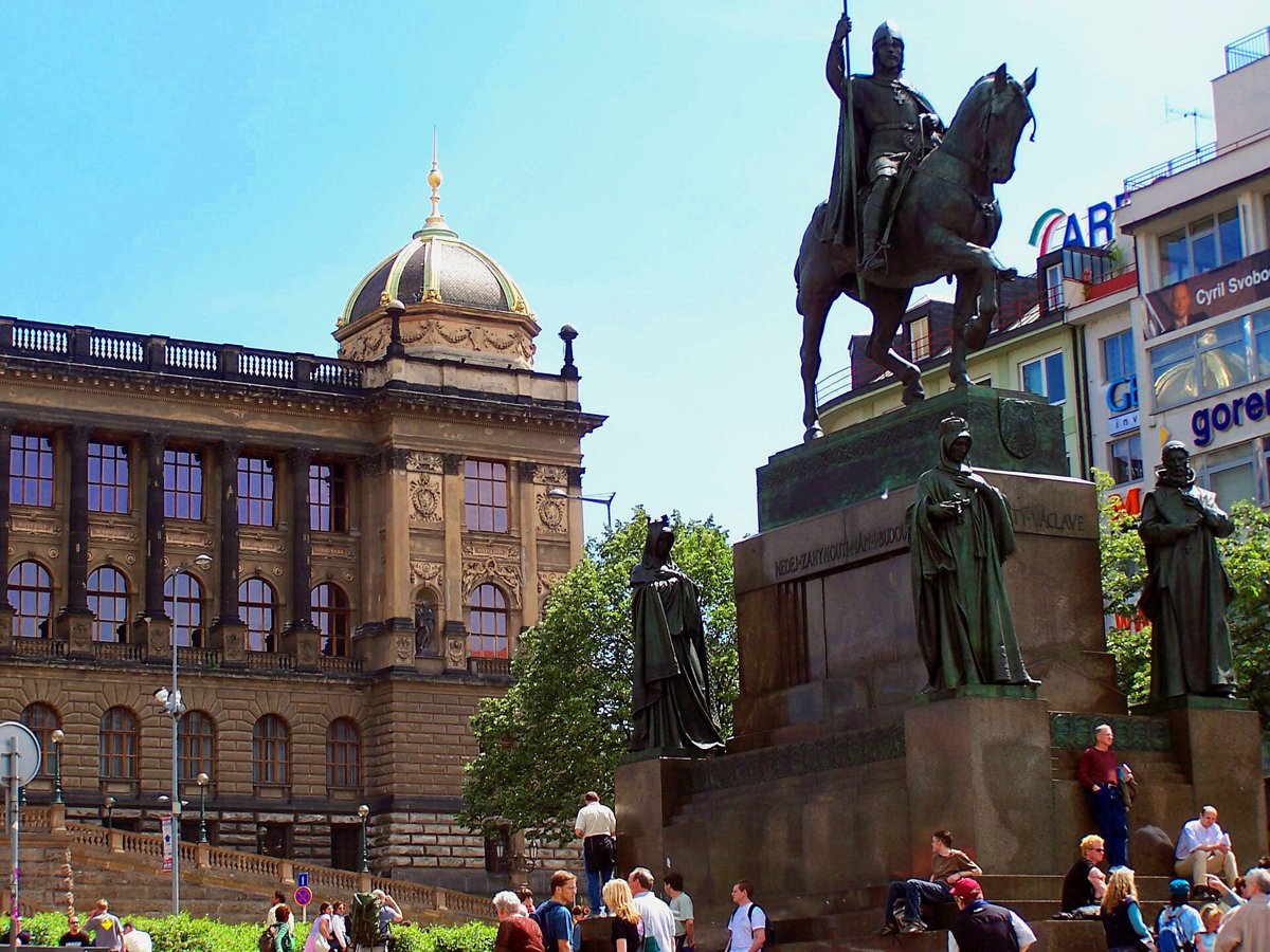 Wenceslas Square with the National Museum at its head
